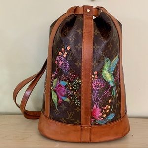 Louis Vuitton RANDONNEE PM monogram painted bucket bag AUTHENTIC